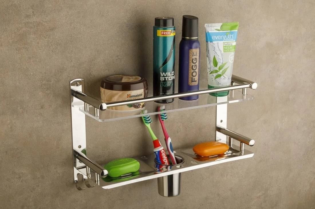 Double Layer Multipurpose Shelf/Rack /Double Soap Dish/Tumbler Holder/ Soap Holder/Tooth Brush Holder/Bathroom Accessories     			Double Layer Multipurpose Shelf/Rack /Double Soap Dish/Tumbler Holder/ Soap Holder/Tooth Brush Holder/Bathroom Accessories