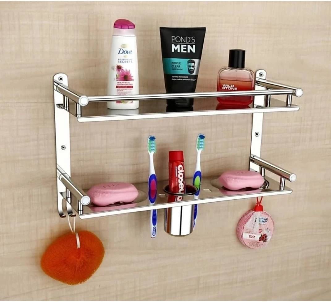 Double Layer Multipurpose Use Bathroom Shelf/Rack /Double Soap Dish/Tumbler Holder/ Soap Holder/Tooth Brush Holder/Bathroom Accessories Stainless Steel Double Layer Multipurpose Use Bathroom Shelf/Rack /Double Soap Dish/Tumbler Holder/ Soap Holder/Tooth Brush Holder/Bathroom Accessories Stainless Steel