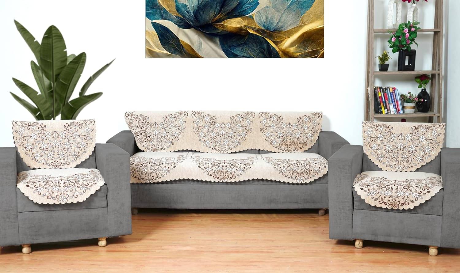     			Essensa furnishings 5 Seater Velvet Sofa Cover ( Pack of 1 )