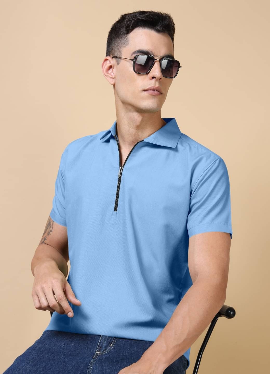     			Ethnic Trendz Sky Blue Cotton Blend Men's Regular Kurta ( Pack of 1 )