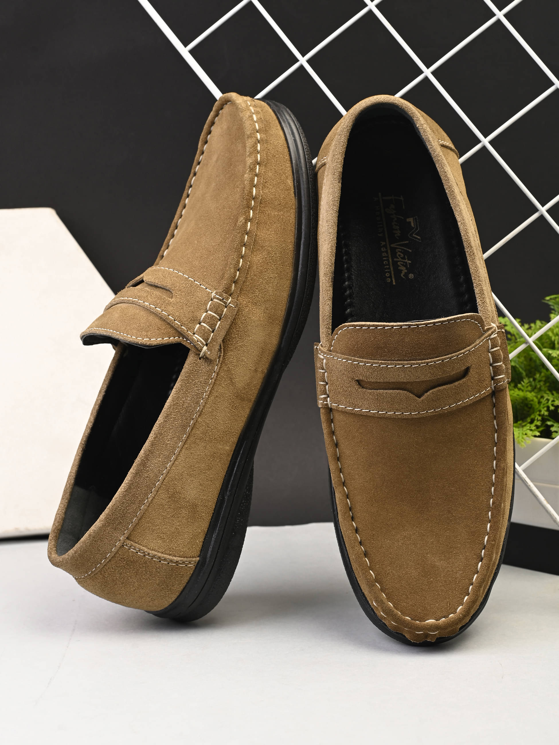     			Fashion Victim Beige Men's Slip on Shoes