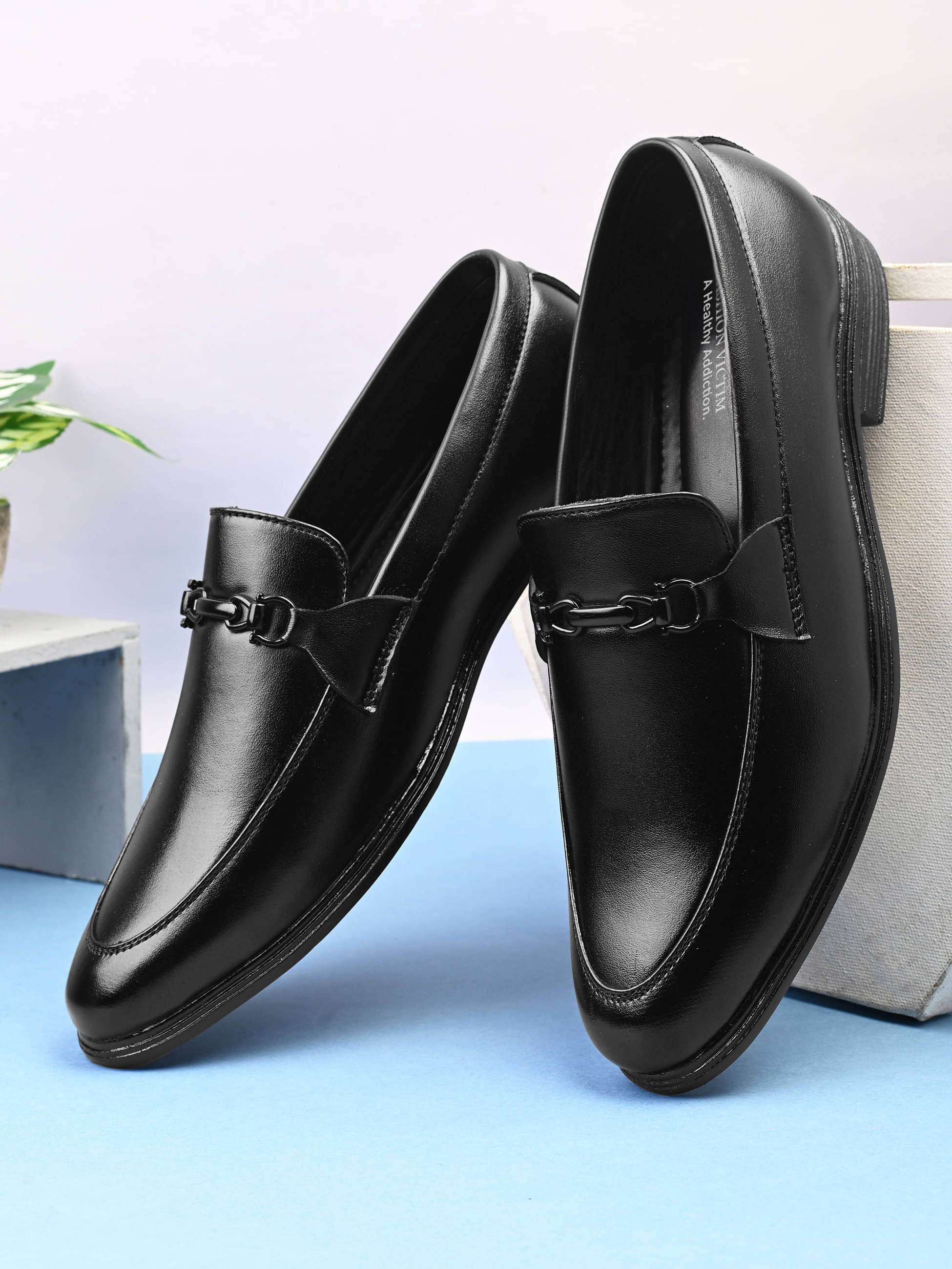     			Fashion Victim Black Men's Slip On Formal Shoes