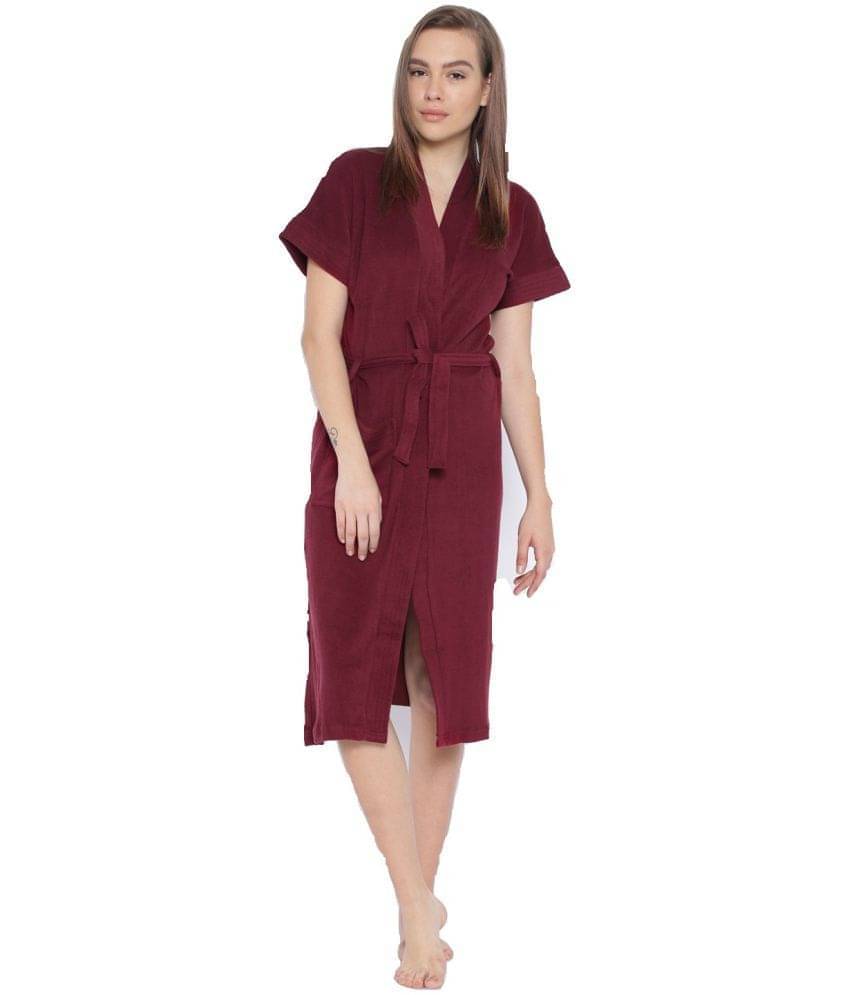     			FeelBlue Maroon Free Size Bathrobe ( Pack of 1 )
