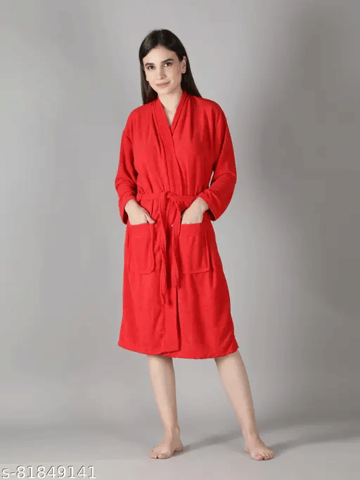     			FeelBlue Red Free Size Bathrobe ( Pack of 1 )