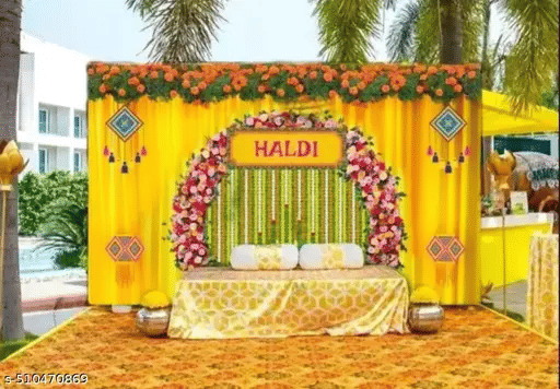     			Festive Backdrop Decorative Curtain Cloth For katha Pooja decoration wedding haldi (7 x 5 ) ft