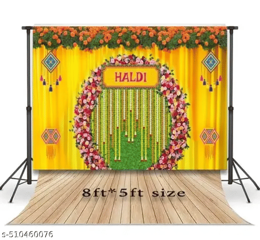 Festive Backdrop Decorative Curtain Cloth For katha Pooja decoration wedding haldi (5 x 5 ) ft Festive Backdrop Decorative Curtain Cloth For katha Pooja decoration wedding haldi (5 x 5 ) ft