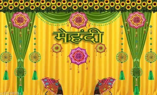     			Festive Backdrop Decorative Curtain Cloth For decoration wedding Mehndi (5 x 5 ) ft