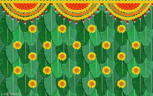 Festive Backdrop Decorative Curtain Cloth For katha Pooja decoration wedding haldi (5 x 5 ) ft     			Festive Backdrop Decorative Curtain Cloth For katha Pooja decoration wedding haldi (5 x 5 ) ft
