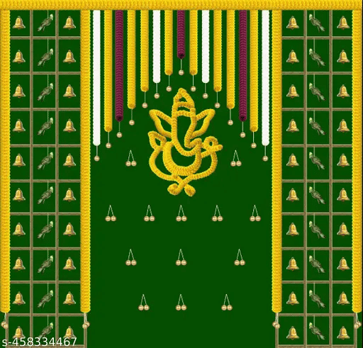     			Festive Backdrop Decorative Curtain Cloth For katha Pooja  Ganesh Chaturthi  (7 x 5 ) ft