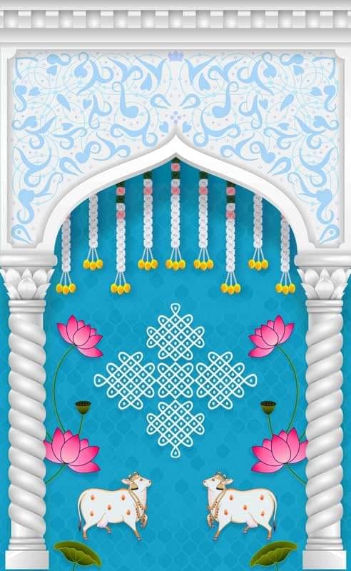     			Festive Backdrop Decorative Curtain Cloth For decoration wedding Subh Annaprasan (7 x 5 ) ft