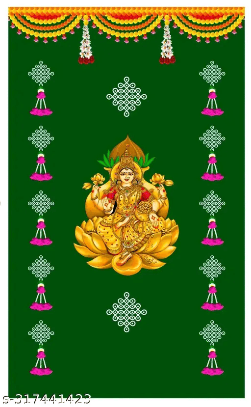 Festive Backdrop Decorative Curtain Cloth For katha Pooja Laxmi Pooja Decor (5 x 5 ) ft Festive Backdrop Decorative Curtain Cloth For katha Pooja Laxmi Pooja Decor (5 x 5 ) ft