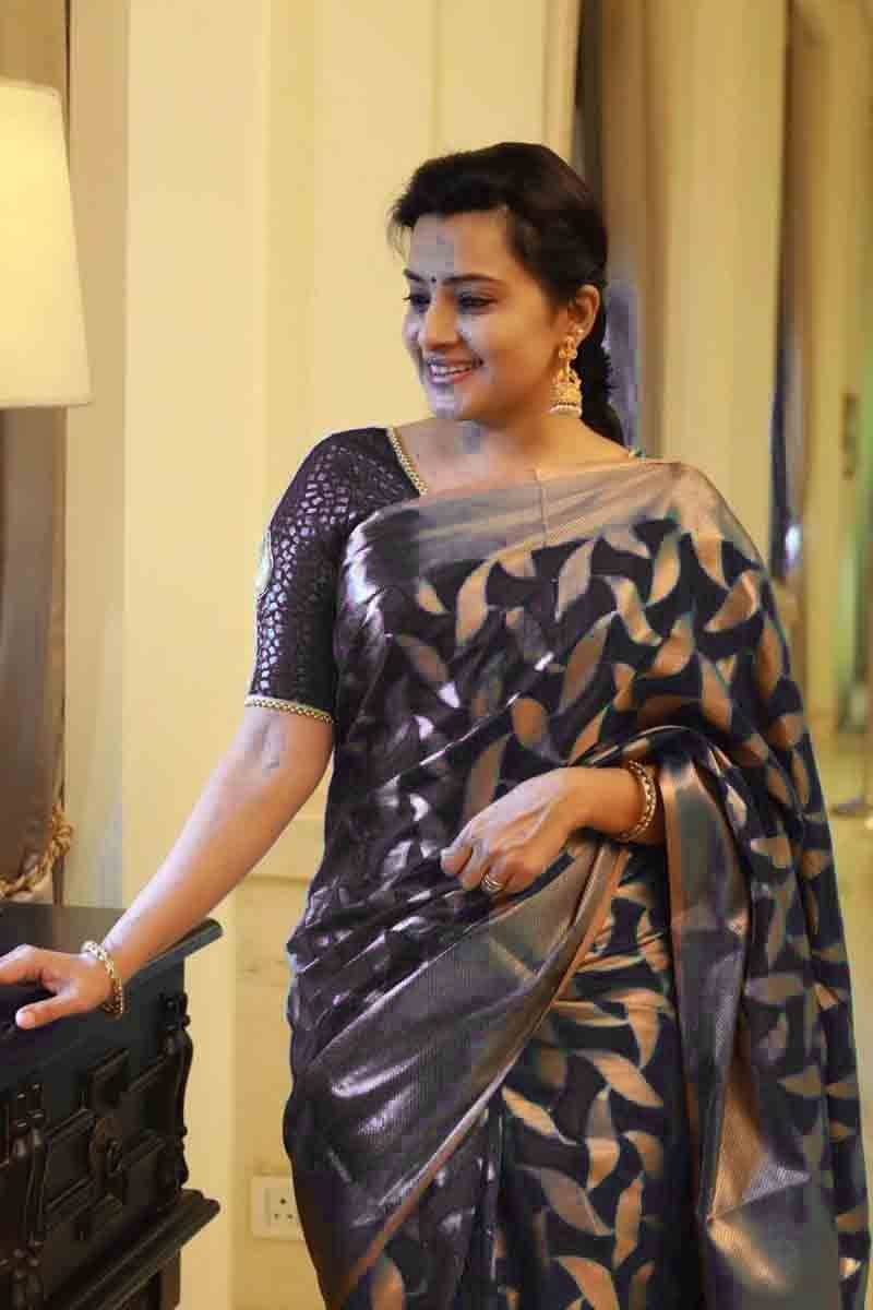     			INDIAN SILKS Silk Printed Banarasi saree With Unstitched Blouse Piece ( Black )
