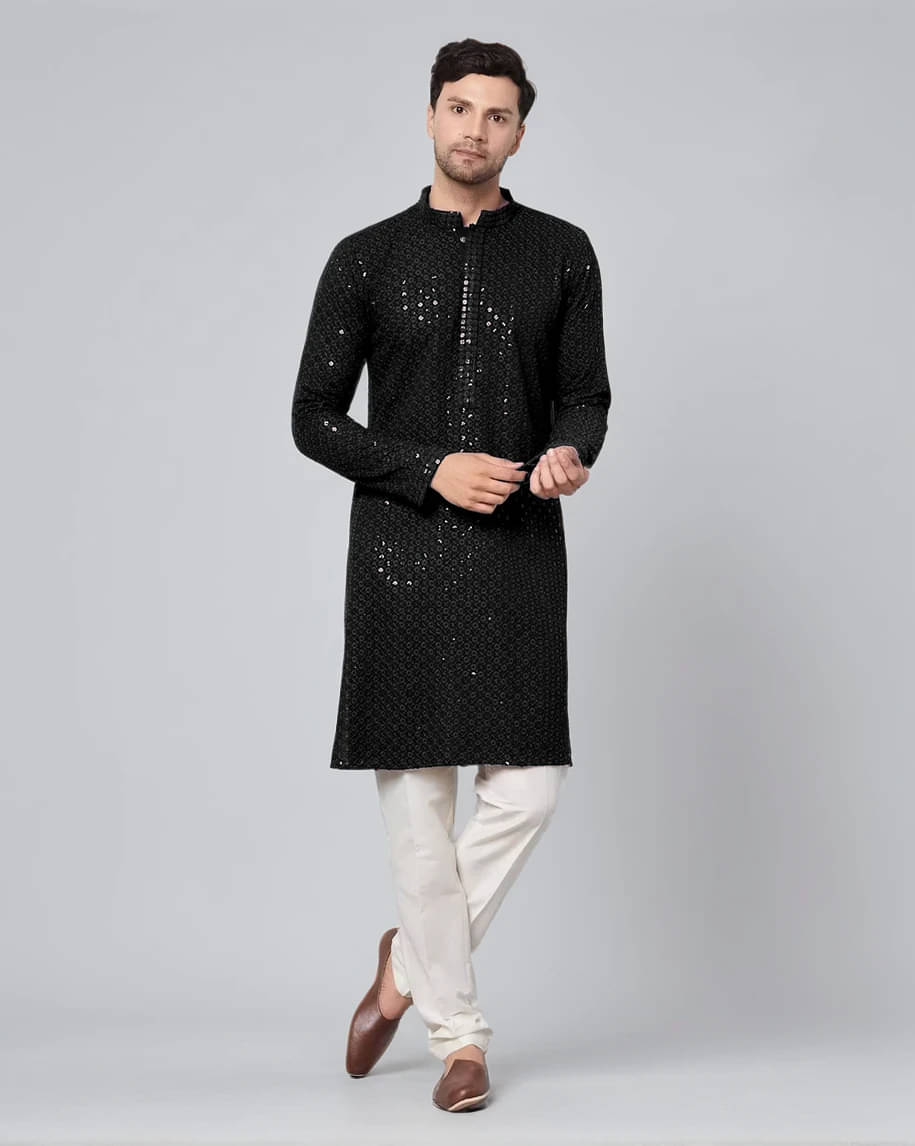 Indian Poshakh Black Cotton Blend Men's Regular Kurta ( Pack of 1 ) Indian Poshakh Black Cotton Blend Men's Regular Kurta ( Pack of 1 )