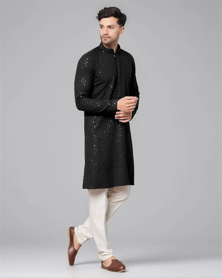 Indian Poshakh Black Cotton Blend Men's Regular Kurta ( Pack of 1 ) Indian Poshakh Black Cotton Blend Men's Regular Kurta ( Pack of 1 )