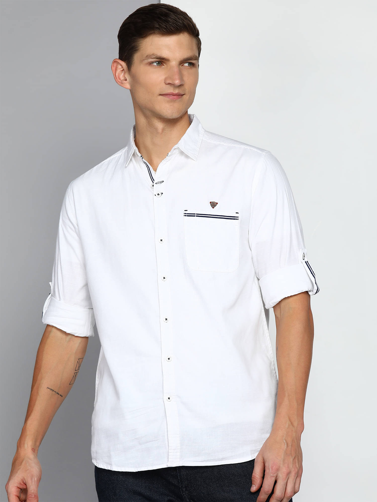     			Kuons Avenue Linen Regular Fit Solids Full Sleeves Men's Casual Shirt - White ( Pack of 1 )