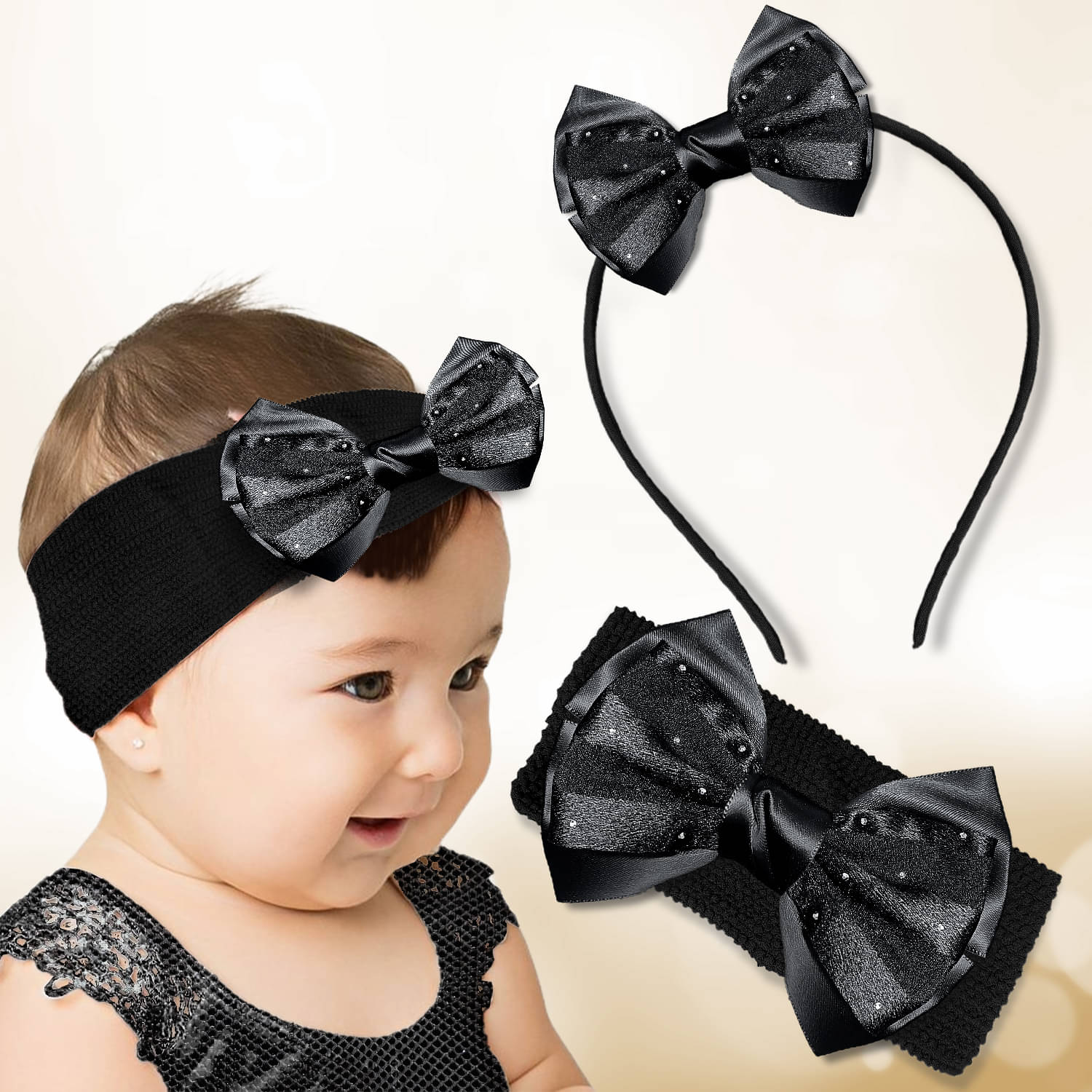     			LYKAA Black Hair Band ( Pack of 2 )