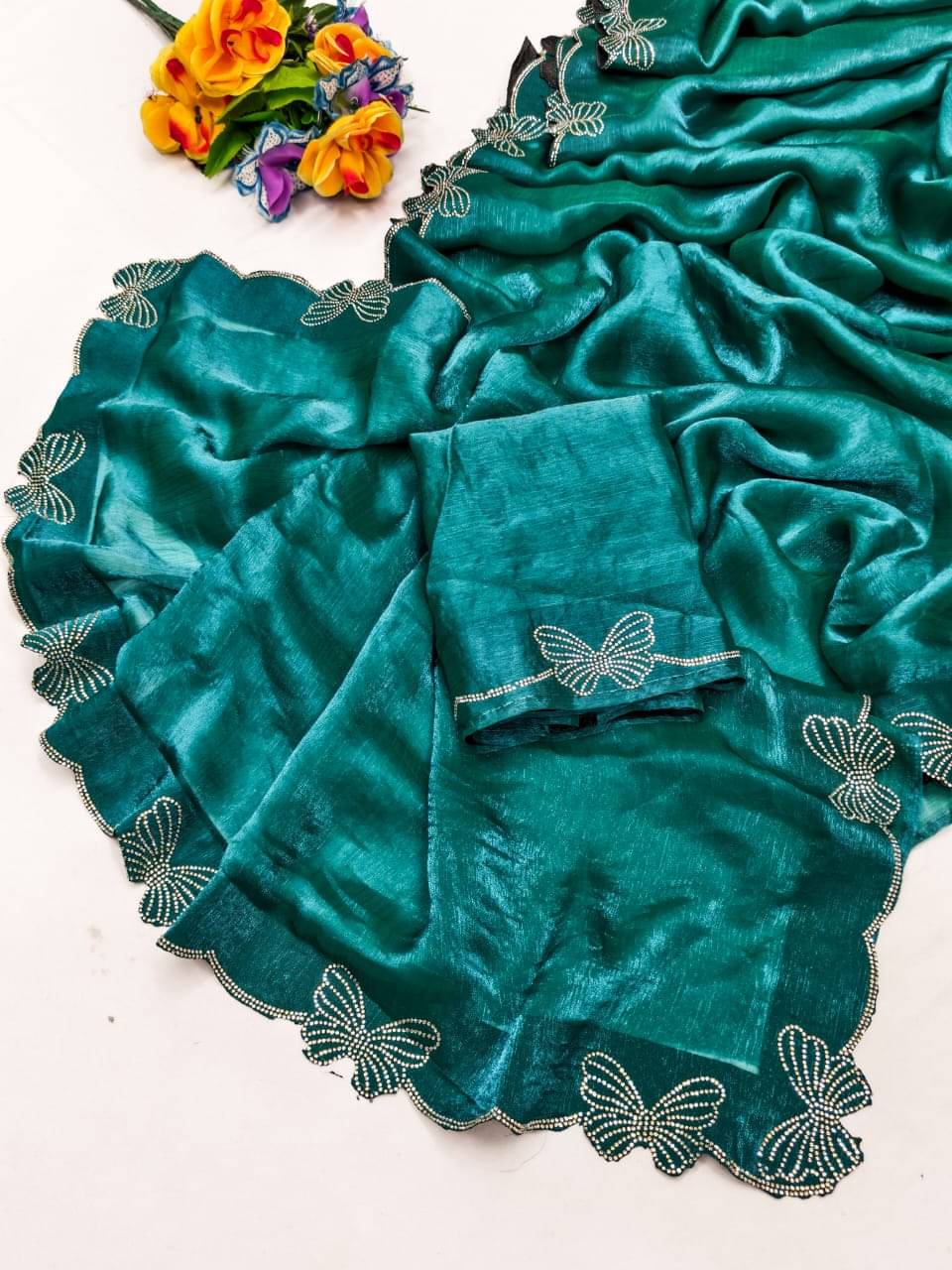 Madhav Art Silk Embellished Regular Saree With Unstitched Blouse Piece ( Sea Green ) Madhav Art Silk Embellished Regular Saree With Unstitched Blouse Piece ( Sea Green )