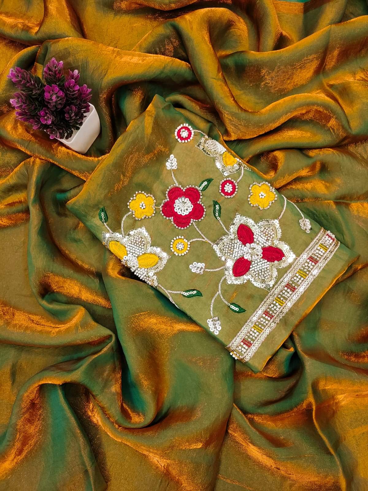 Madhav Art Silk Solid Regular Saree With Unstitched Blouse Piece ( Gold ) Madhav Art Silk Solid Regular Saree With Unstitched Blouse Piece ( Gold )