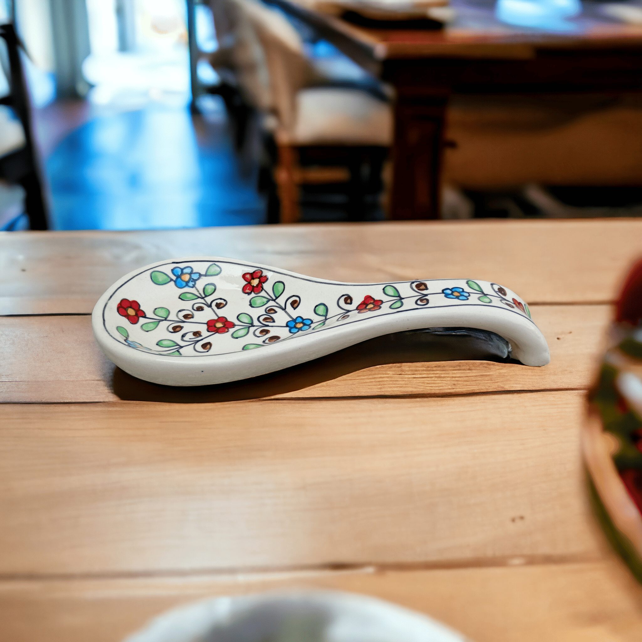     			Malaikah Multi Spoon Rest Ceramic Printed Cutlery Holder Multi Color ( Pack of 1 )