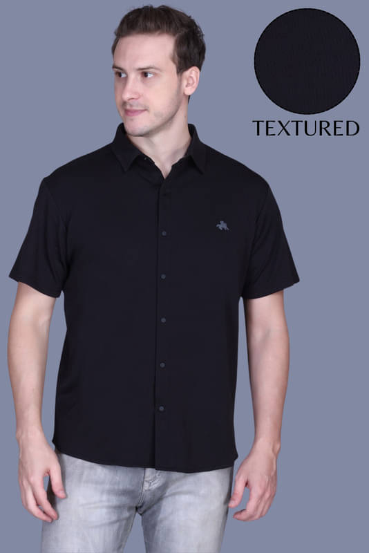     			ParcelYard Cotton Blend Regular Fit Solids Half Sleeves Men's Casual Shirt - Black ( Pack of 1 )