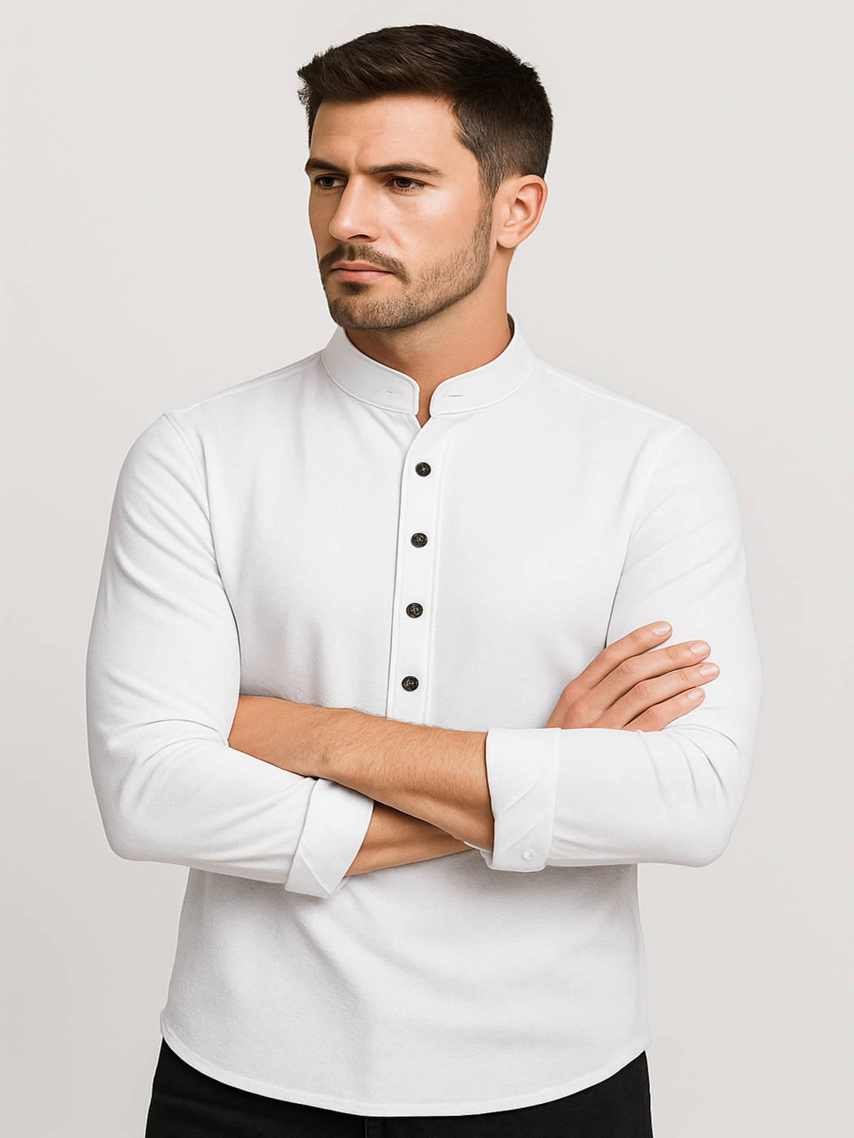     			Plazma Fashion White Cotton Blend Men's Regular Kurta ( Pack of 1 )