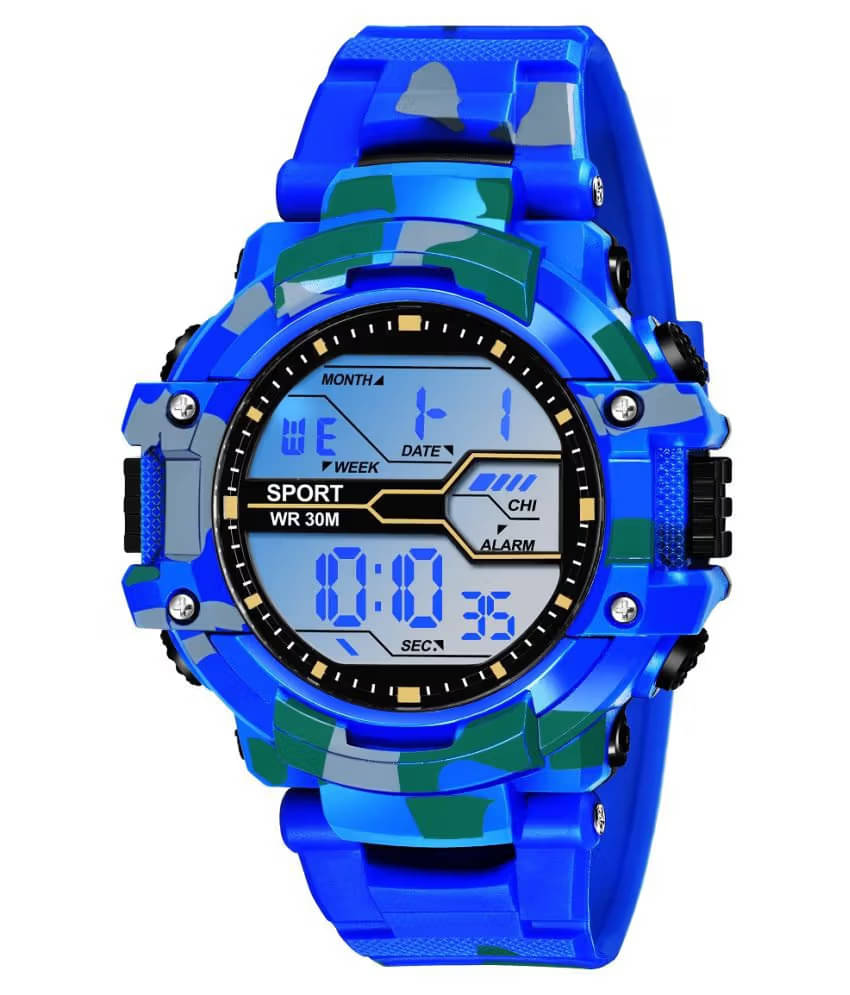     			RVINE Blue Rubber Digital Men's Watch