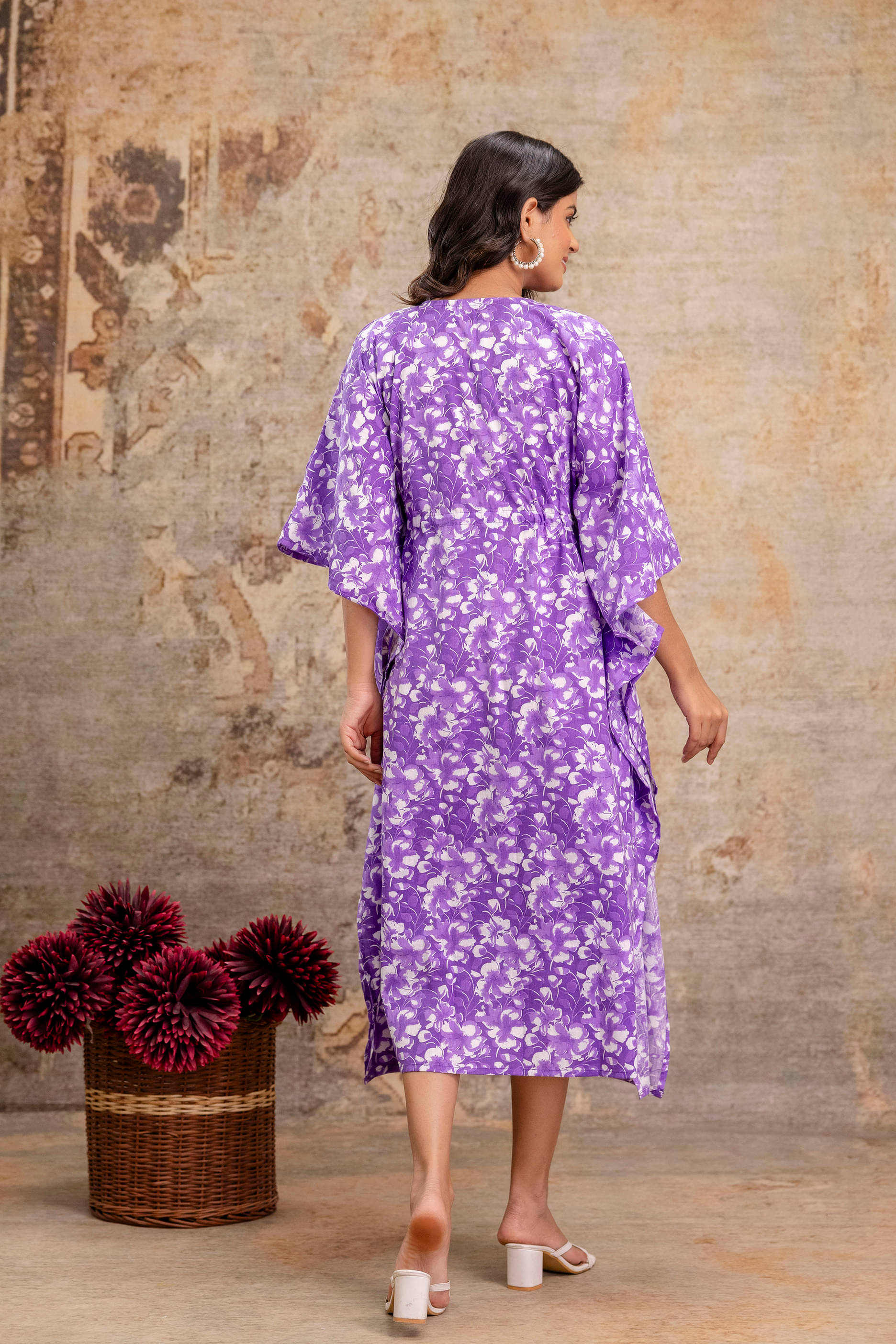     			Sawariya Women Cotton Printed Kaftan ( Purple )