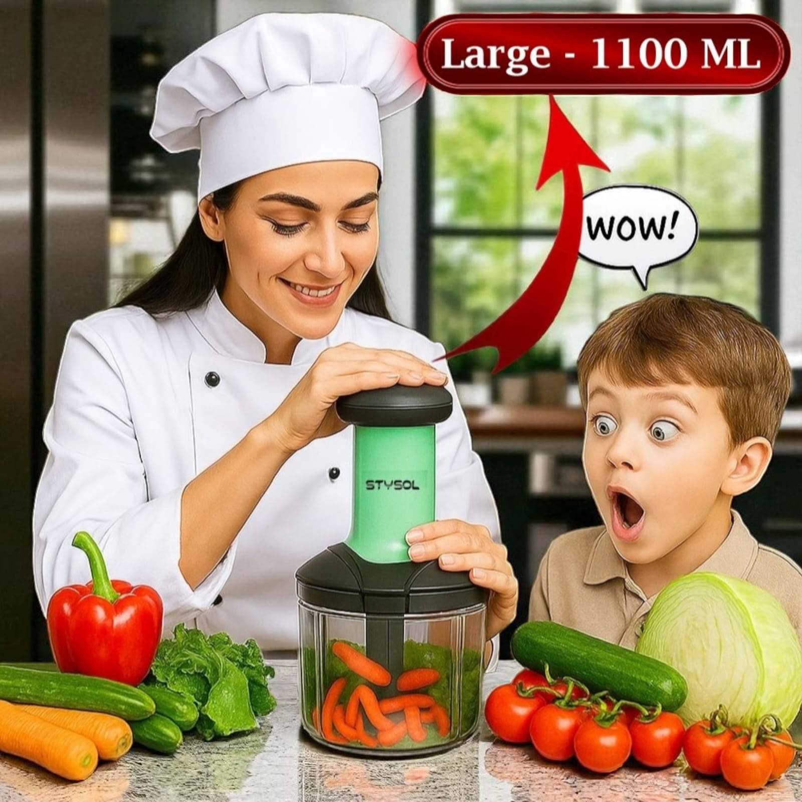 Strong 1100 ML Manual Speedy Hand Press Food Chopper BPA Free Stainless Steel Blade Onion Chopper for Vegetables Fruits Nuts - Multicolor (Push Chopper) Strong 1100 ML Manual Speedy Hand Press Food Chopper BPA Free Stainless Steel Blade Onion Chopper for Vegetables Fruits Nuts - Multicolor (Push Chopper)