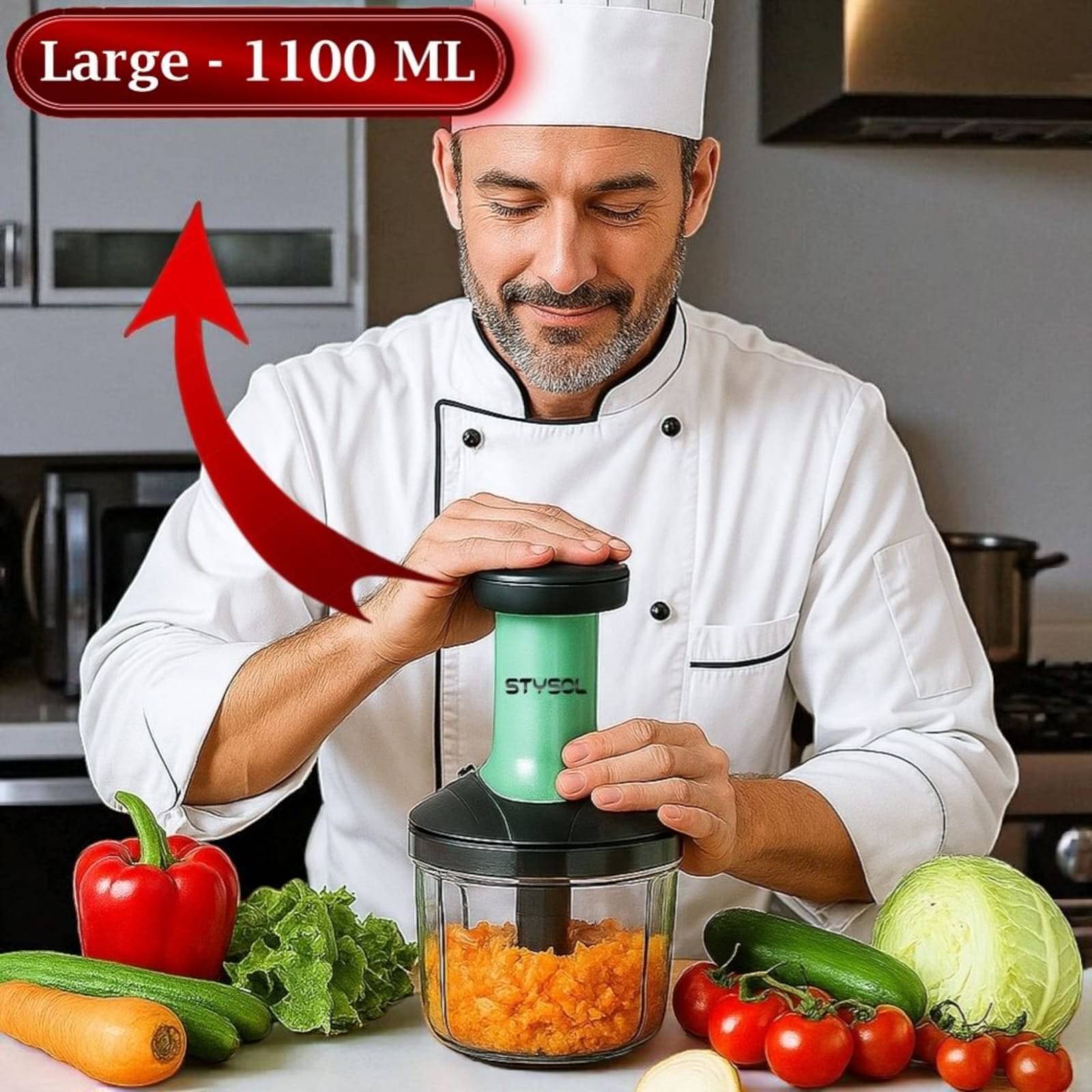 Strong 1100 ML Manual Speedy Hand Press Food Chopper BPA Free Stainless Steel Blade Onion Chopper for Vegetables Fruits Nuts - Multicolor (Push Chopper) Strong 1100 ML Manual Speedy Hand Press Food Chopper BPA Free Stainless Steel Blade Onion Chopper for Vegetables Fruits Nuts - Multicolor (Push Chopper)