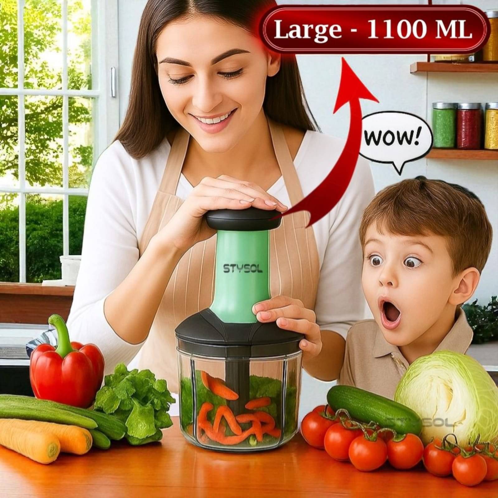 Strong 1100 ML Manual Speedy Hand Press Food Chopper BPA Free Stainless Steel Blade Onion Chopper for Vegetables Fruits Nuts - Multicolor (Push Chopper) Strong 1100 ML Manual Speedy Hand Press Food Chopper BPA Free Stainless Steel Blade Onion Chopper for Vegetables Fruits Nuts - Multicolor (Push Chopper)