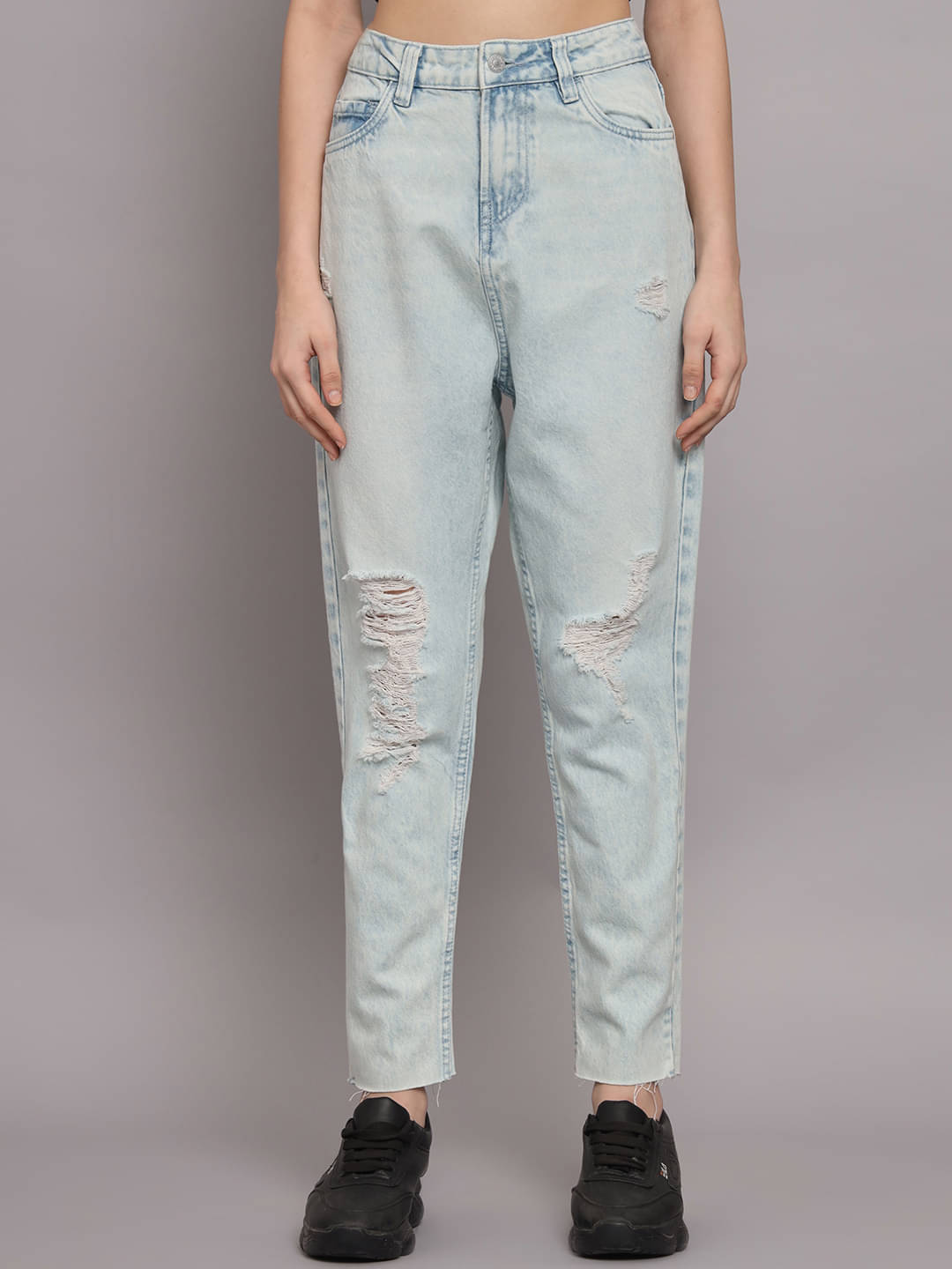 Syborg Women's Boyfriend Fit Mid-Rise Jeans ( Light Blue ) Syborg Women's Boyfriend Fit Mid-Rise Jeans ( Light Blue )