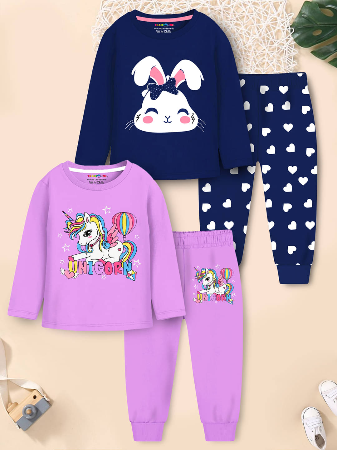 Trampoline Pack of 2 Girls Cotton Blend T-shirt & Pants ( Multicolor )     			Trampoline Pack of 2 Girls Cotton Blend T-shirt & Pants ( Multicolor )