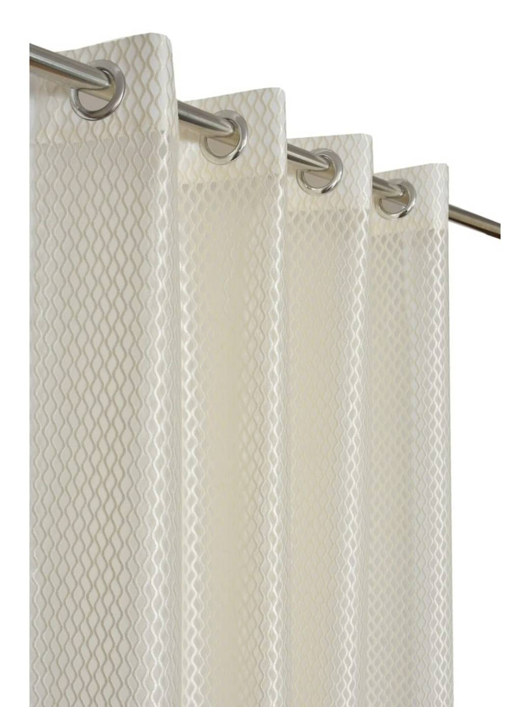 UrbanArts Embroidered Semi-Transparent Eyelet Curtain 5 ft ( Pack of 2 ) - Cream UrbanArts Embroidered Semi-Transparent Eyelet Curtain 5 ft ( Pack of 2 ) - Cream