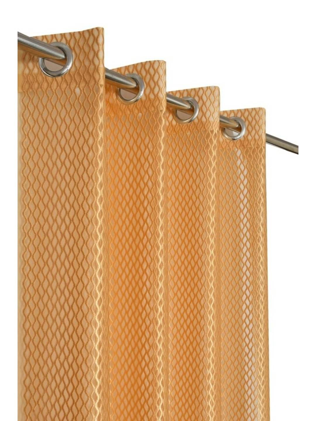     			UrbanArts Embroidered Semi-Transparent Eyelet Curtain 5 ft ( Pack of 2 ) - Gold