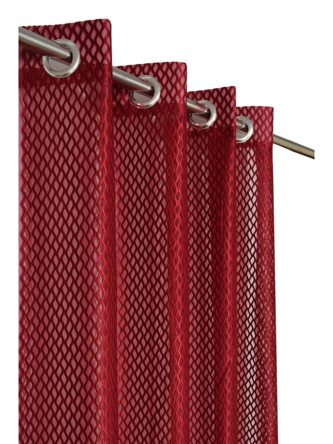 UrbanArts Embroidered Semi-Transparent Eyelet Curtain 5 ft ( Pack of 1 ) - Maroon UrbanArts Embroidered Semi-Transparent Eyelet Curtain 5 ft ( Pack of 1 ) - Maroon