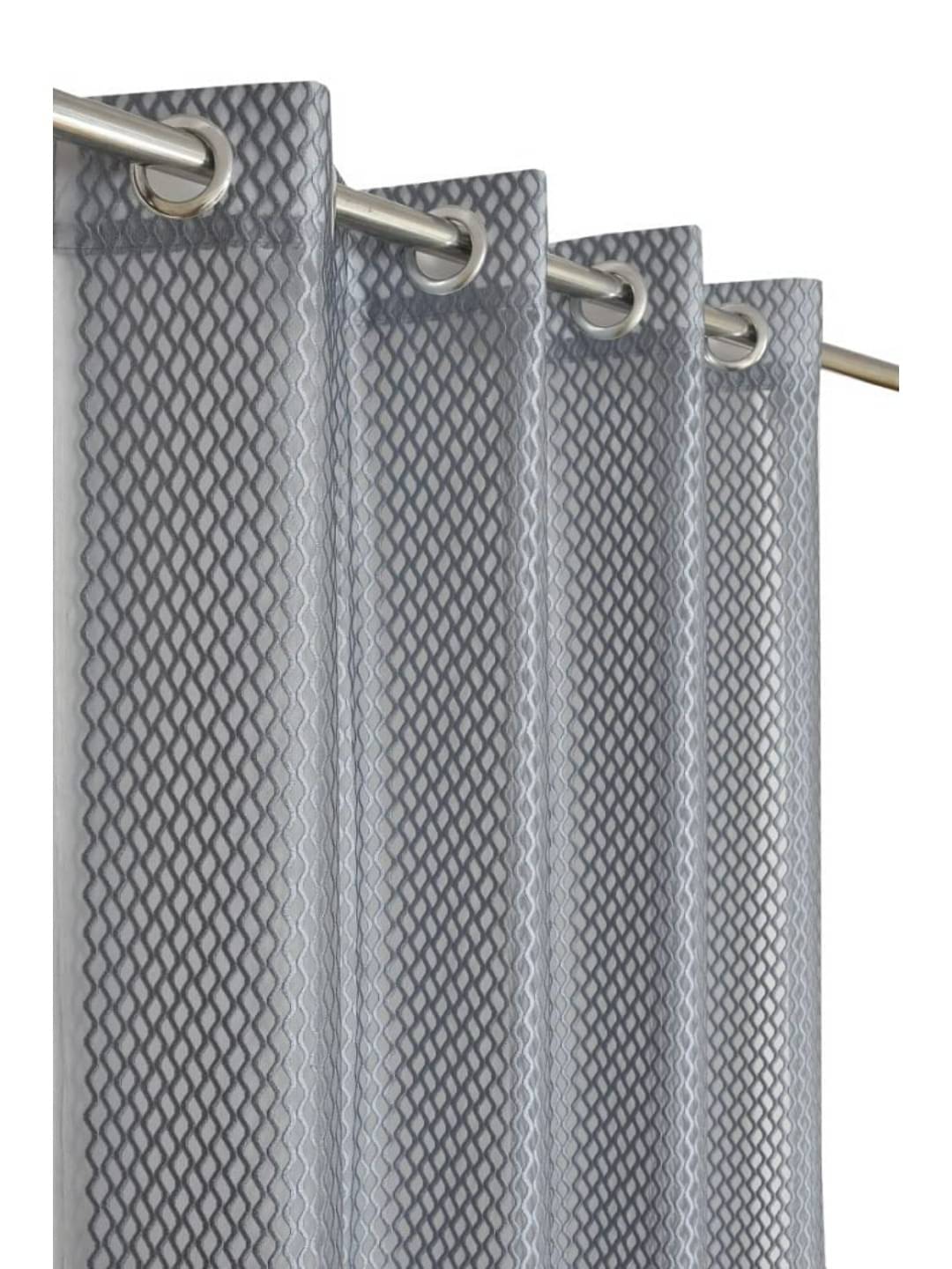     			UrbanArts Embroidered Semi-Transparent Eyelet Curtain 7 ft ( Pack of 1 ) - Grey
