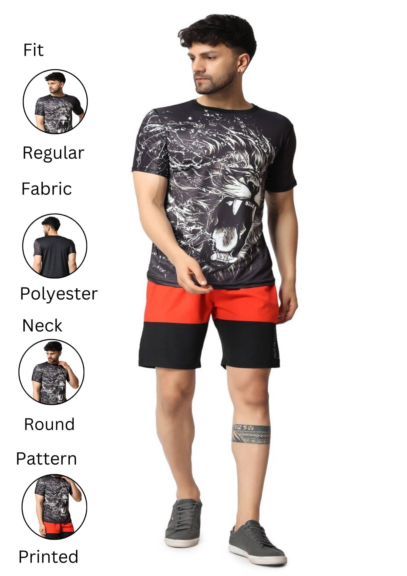 YELOW TREE Men Polyester Regular Fit Printed T-Shirt ( Black )     			YELOW TREE Men Polyester Regular Fit Printed T-Shirt ( Black )