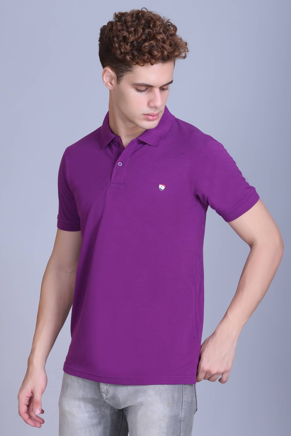 Zeffit Men Cotton Blend Regular Fit Solid Polo T Shirt ( Purple ) Zeffit Men Cotton Blend Regular Fit Solid Polo T Shirt ( Purple )