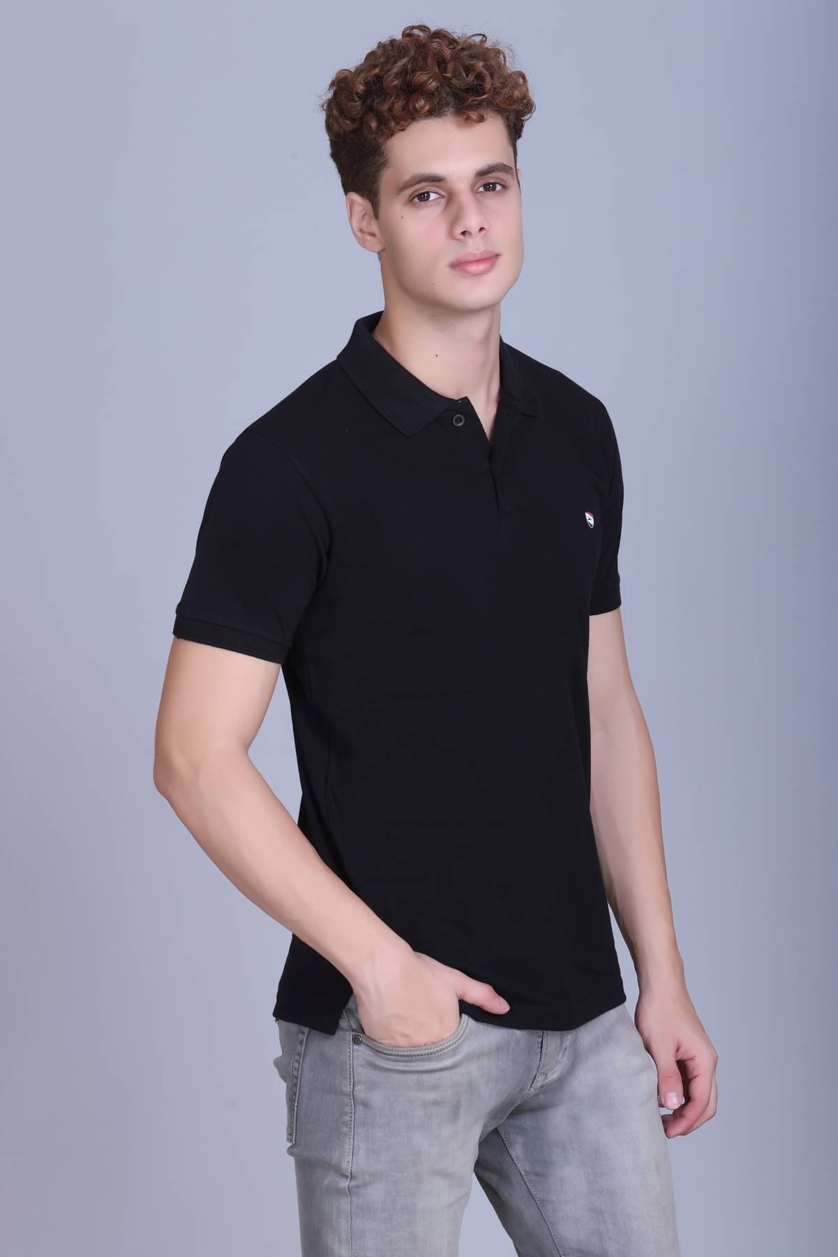 Zeffit Men Cotton Blend Regular Fit Solid Polo T Shirt ( Black ) Zeffit Men Cotton Blend Regular Fit Solid Polo T Shirt ( Black )