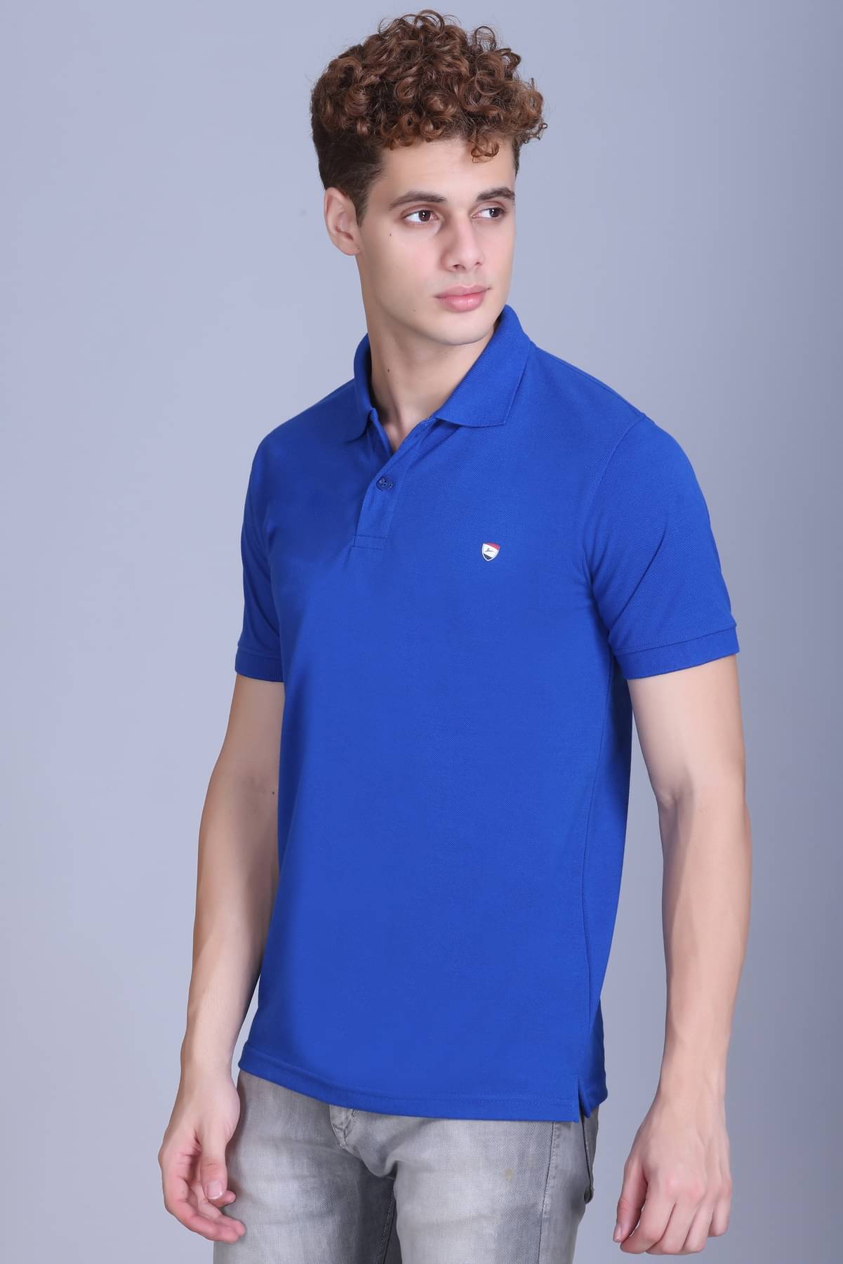 Zeffit Men Cotton Blend Regular Fit Solid Polo T Shirt ( Blue ) Zeffit Men Cotton Blend Regular Fit Solid Polo T Shirt ( Blue )
