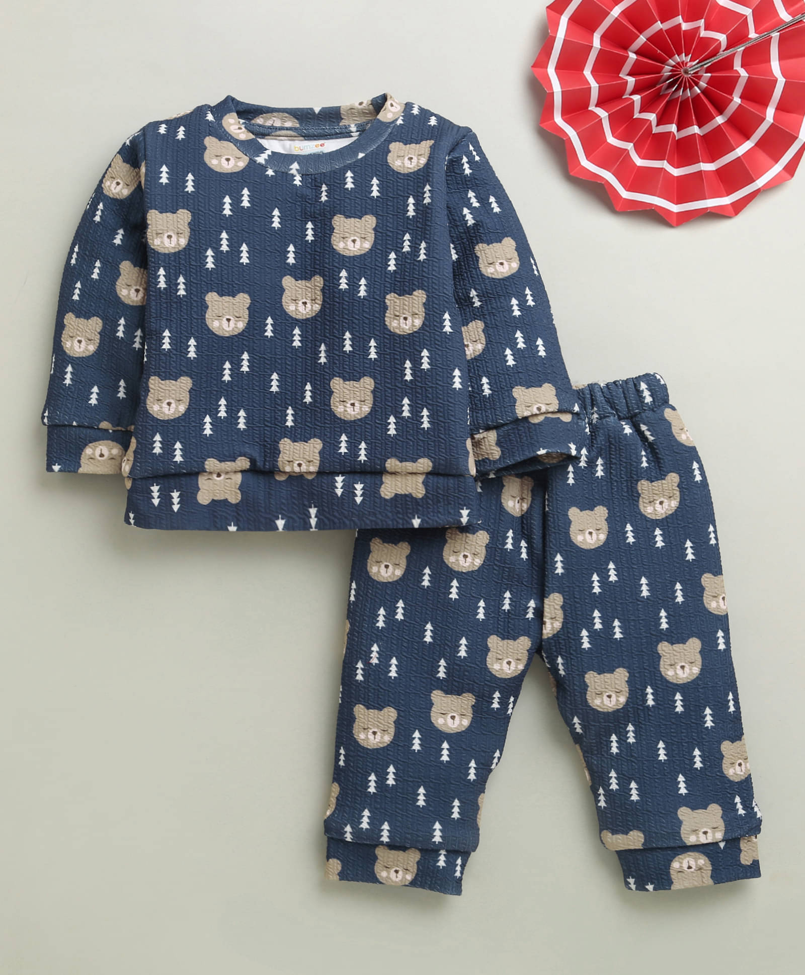     			BUMZEE Pack of 1 Baby Boys Polyester Sweatshirt & Jogger Set ( Navy Blue )