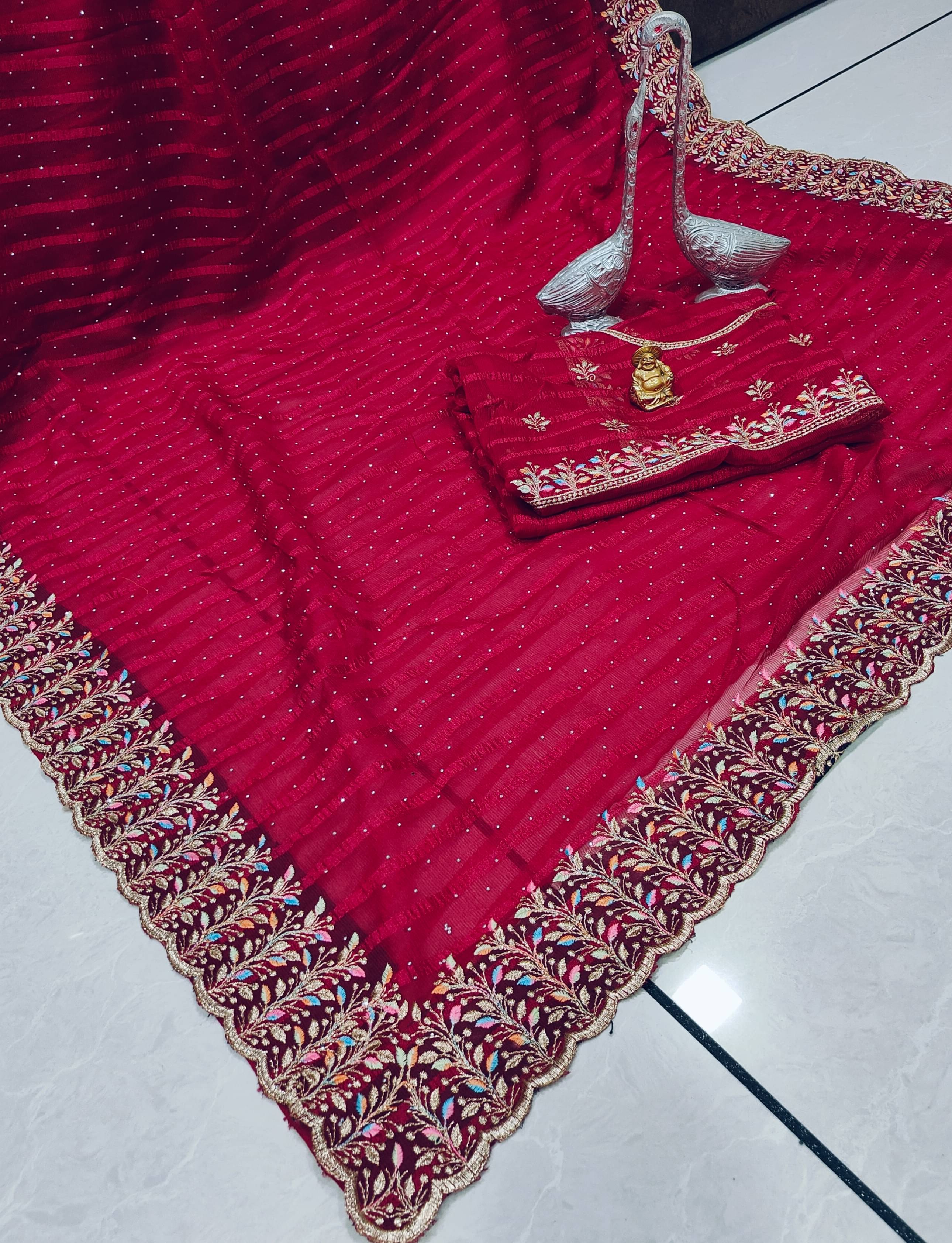 Crazy Creation Silk Blend Embroidered Regular Saree Without Blouse Piece ( Pink ) Crazy Creation Silk Blend Embroidered Regular Saree Without Blouse Piece ( Pink )