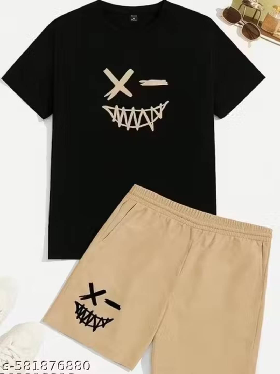 DEE RAJ CREATIONS Pack of 1 Unisex Cotton Blend T-Shirt & Shorts Set ( Cream ) DEE RAJ CREATIONS Pack of 1 Unisex Cotton Blend T-Shirt & Shorts Set ( Cream )