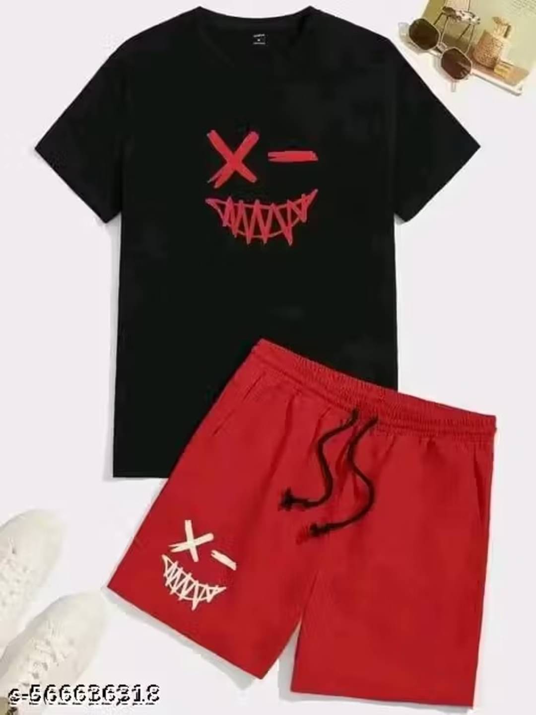 DEE RAJ CREATIONS Pack of 1 Unisex Cotton Blend T-Shirt & Shorts Set ( Red ) DEE RAJ CREATIONS Pack of 1 Unisex Cotton Blend T-Shirt & Shorts Set ( Red )