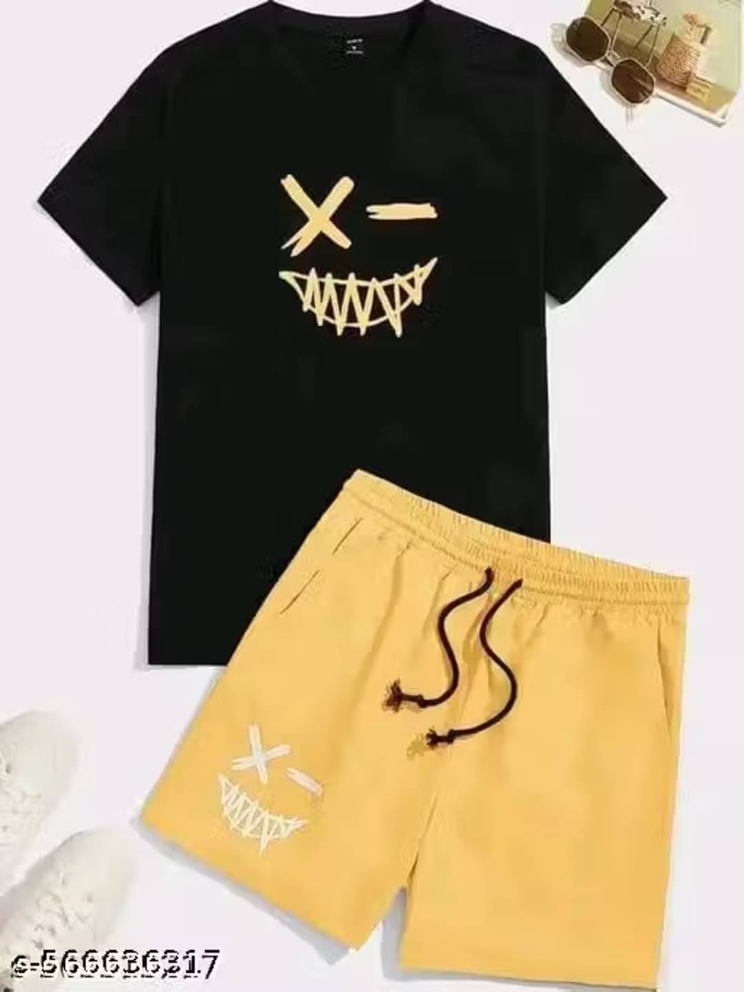 DEE RAJ CREATIONS Pack of 1 Unisex Cotton Blend T-Shirt & Shorts Set ( Mustard ) DEE RAJ CREATIONS Pack of 1 Unisex Cotton Blend T-Shirt & Shorts Set ( Mustard )