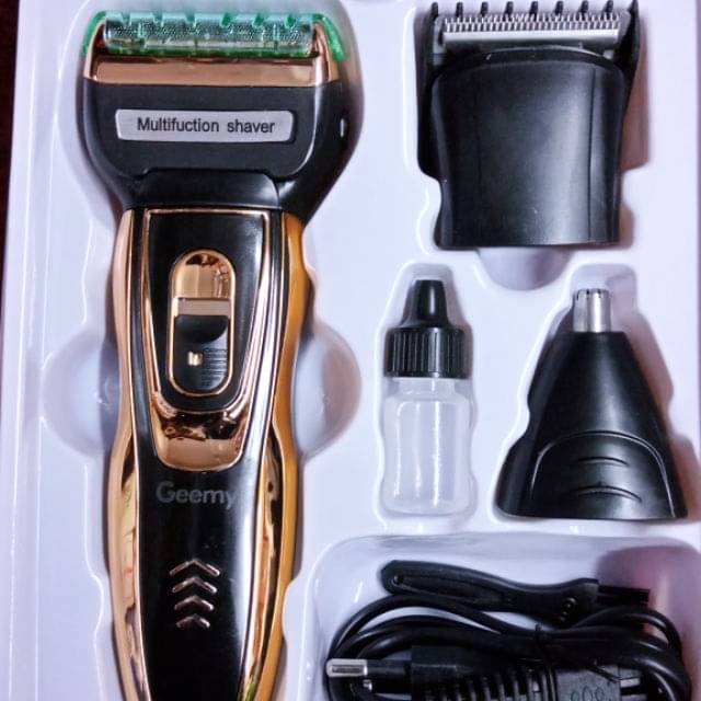     			GEEMY GM 595 3in1 Chargeable  Nose Trimmer Beard Shaver For Nose & Ear Rechargable Trimmer Multicolor Cordless Beard Trimmer With 120 minutes Runtime