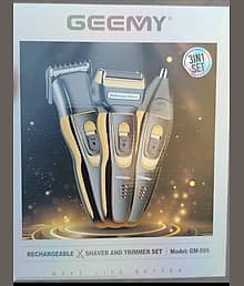 GEEMY GM 595 3in1 Chargeable Nose Trimmer Beard Shaver For Nose & Ear Rechargable Trimmer Multicolor Cordless Beard Trimmer With 120 minutes Runtime