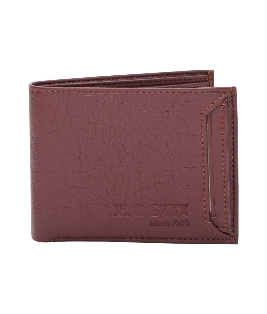     			ROGZI Faux Leather Solid Men's Two Fold Wallet With 3 Slots For Card ( Wine , Pack of 1 )