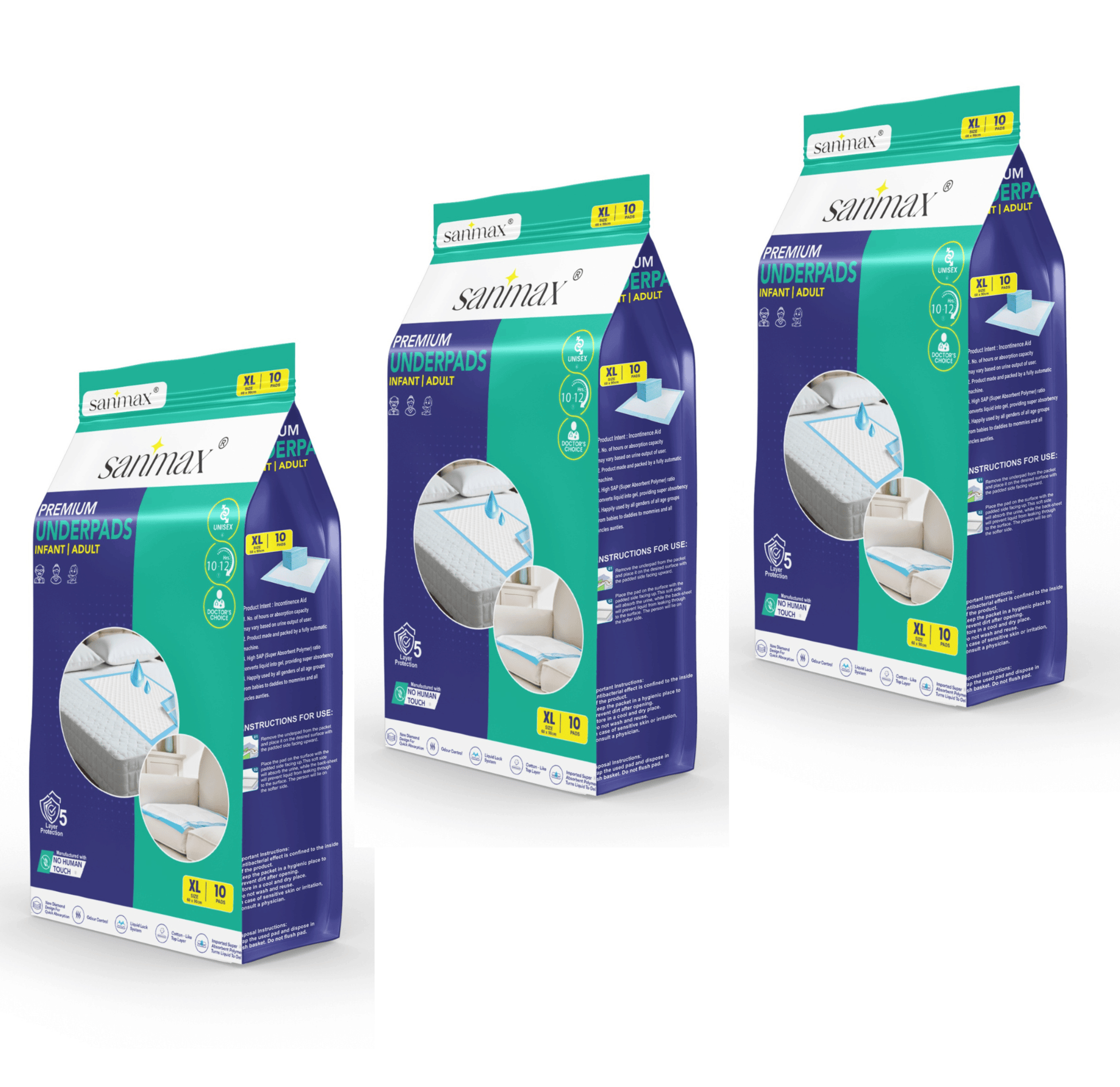     			Sanmax UNDERPADS Extra Large 30 Pcs Pack of 3