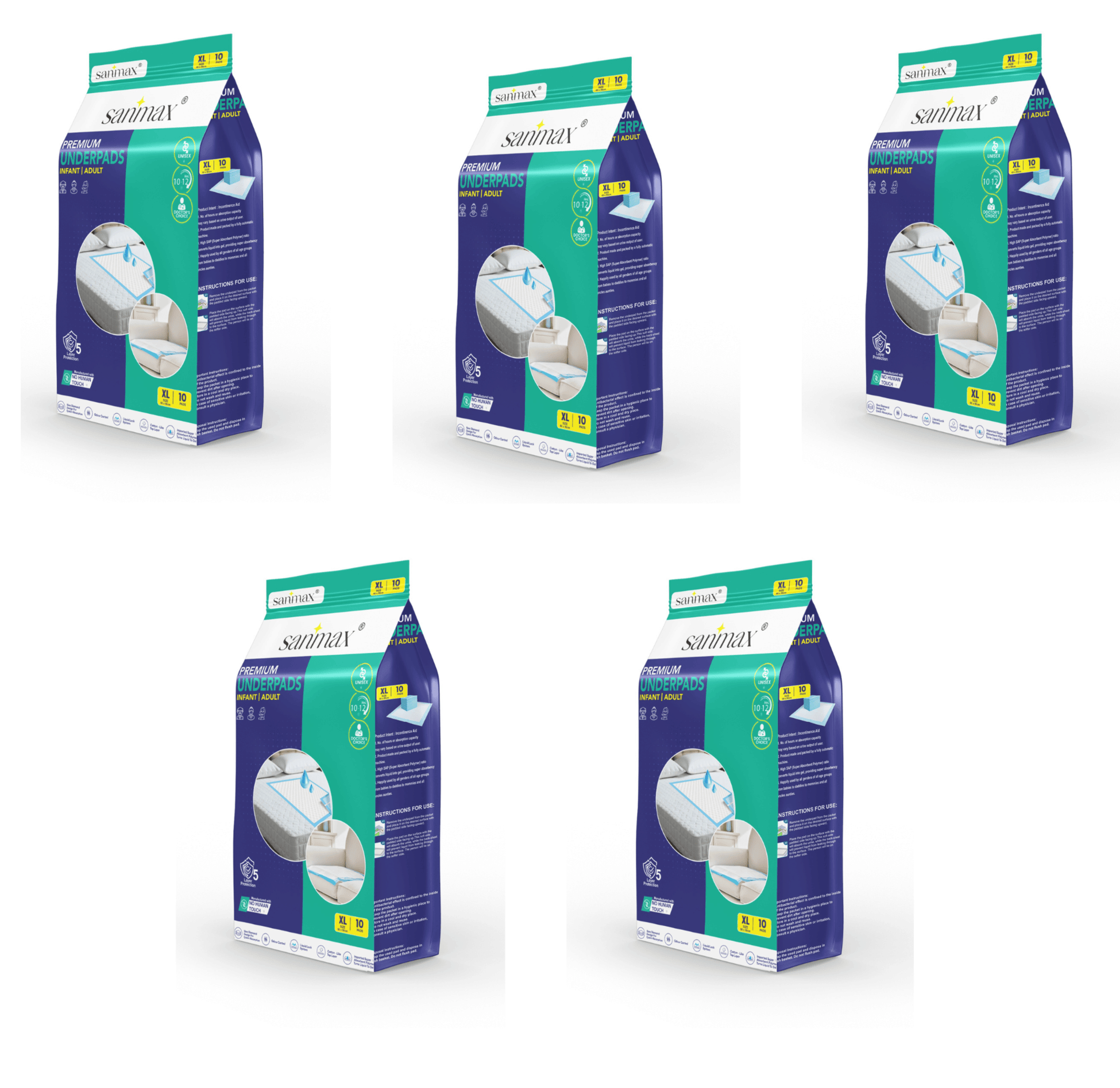     			Sanmax UNDERPADS XXL 50 Pcs Pack of 5